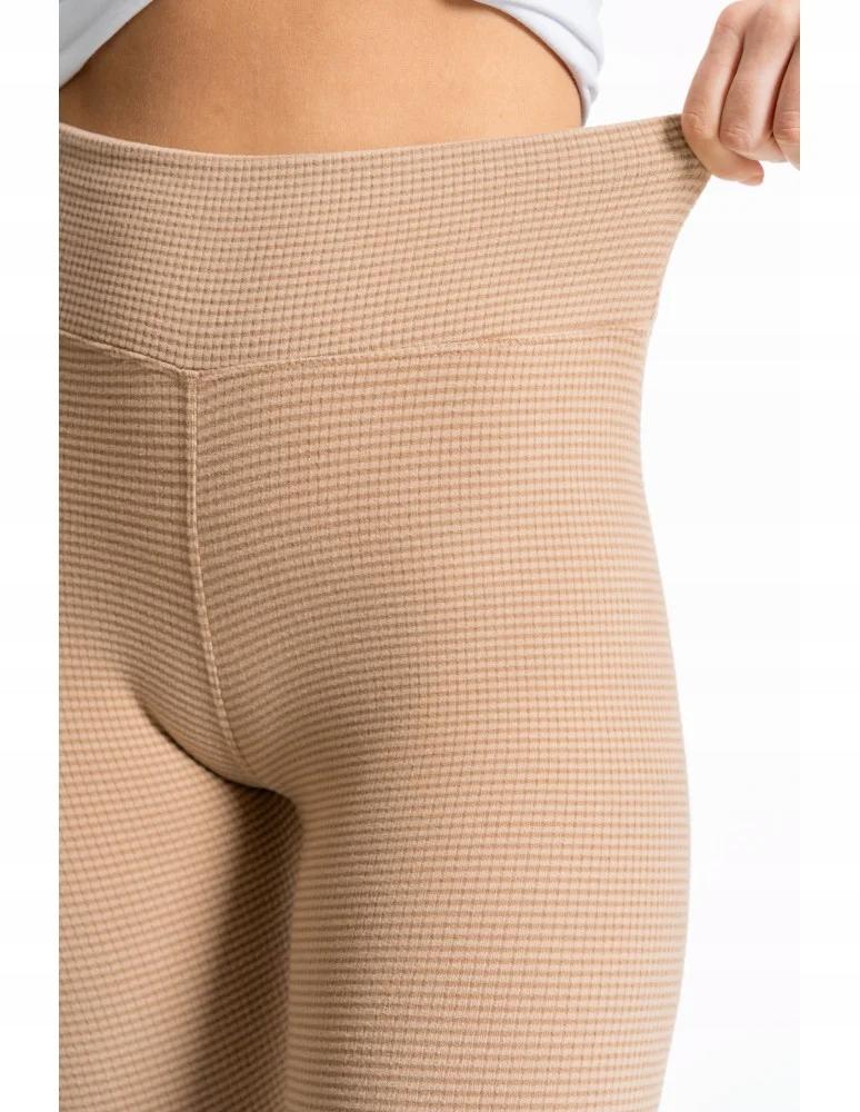 Women's High Waist Ribbed Leggings Fashionable Sporty MORAJ L/XL MOCCA