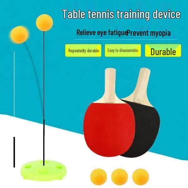 Durable Flexible Shaft Table Tennis Trainer for Seniors: Single-User Professional Self-Training Tool, Vision Ball Included