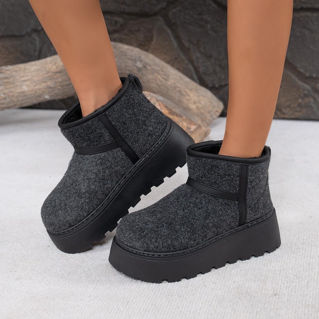 Women's Wide Width Platform Snow Boots, Plush Lined Winter Booties, Thickened Ankle Boots for Women