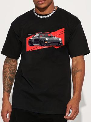 Dynamic Black Sports Car Print TShirt 100 Cotton ONeck Short Sleeve Summer Casual Mens Tshirt Streetwear