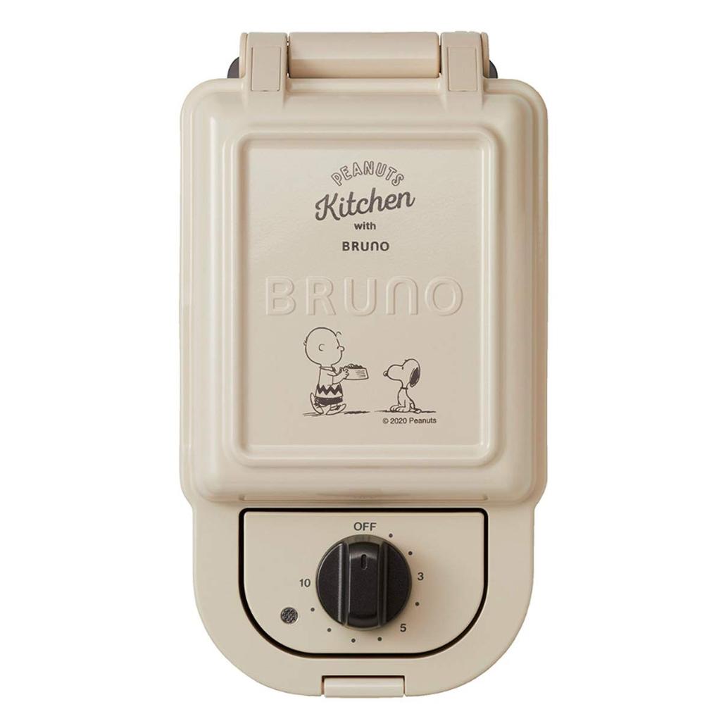 BRUNO Electric Hot Sandwich Maker, Snoopy Design, Toasts Even the Crusts, Single Size, PEANUTS BOE068-ECRU