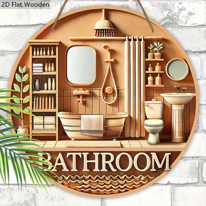 Drewniany znak do łazienki - Dekoracyjna tabliczka na zewnątrz, Dekoracja łazienki, Dekoracja pokoju i balkonu, Dekoracja łazienki - Idealna wisząca ozdoba do domu