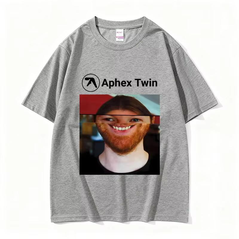 Sänger Aphex Twin Gesicht Lustiges Meme T-Shirt Herren Damen Mode Vintage Oversized Streetwear Unisex Lässig Weiche Baumwolle T-Shirts Oberteile