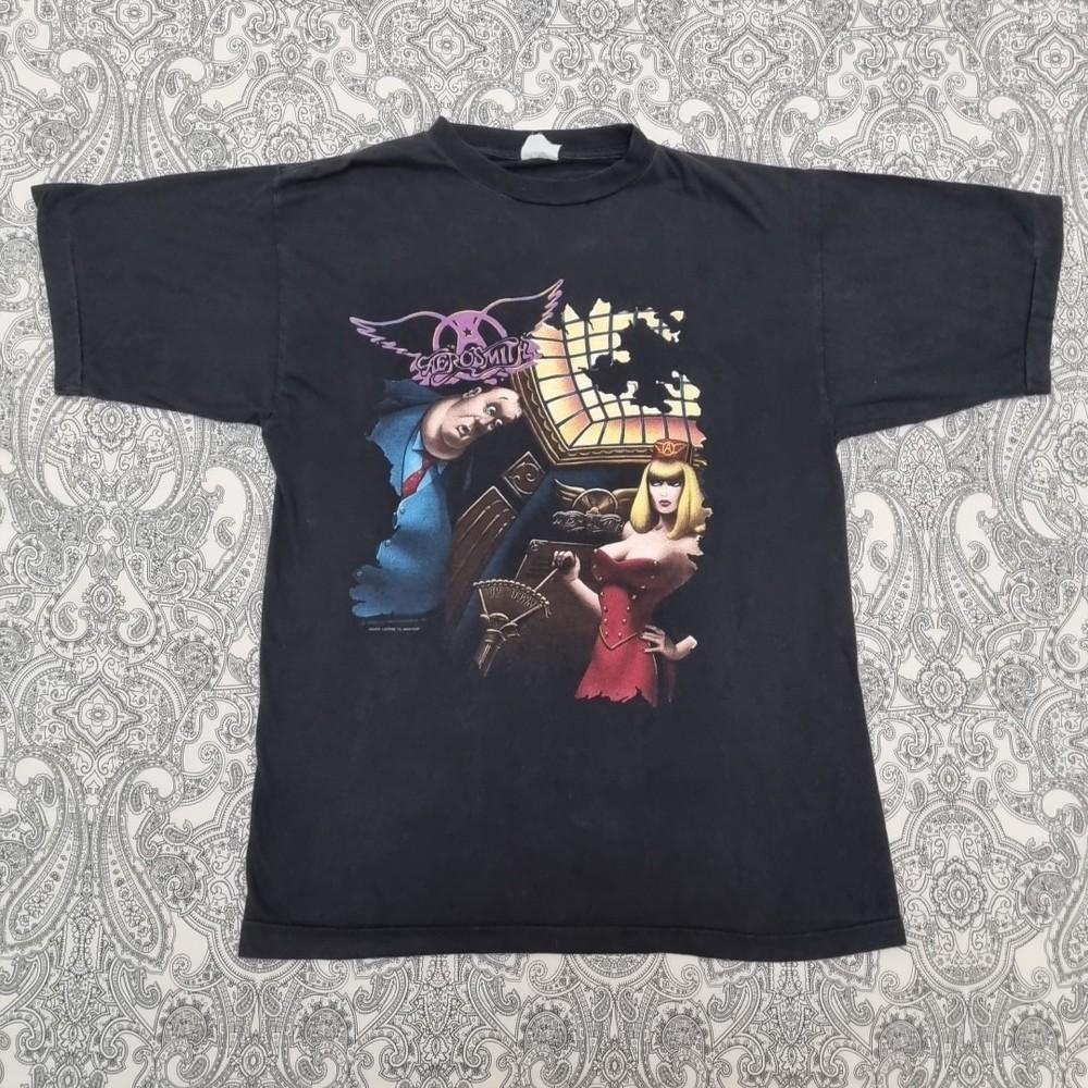Vintage 80s Aerosmith Band T Shirt Adult L Love In An Elevator Aero Force One