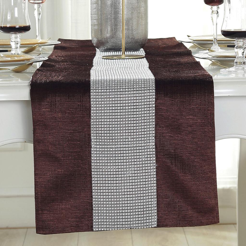 Premium Full Diamond Luxury Embroidered Table Runner Modern European Jacquard Table Runner Modern Style Sparkling Accessories,