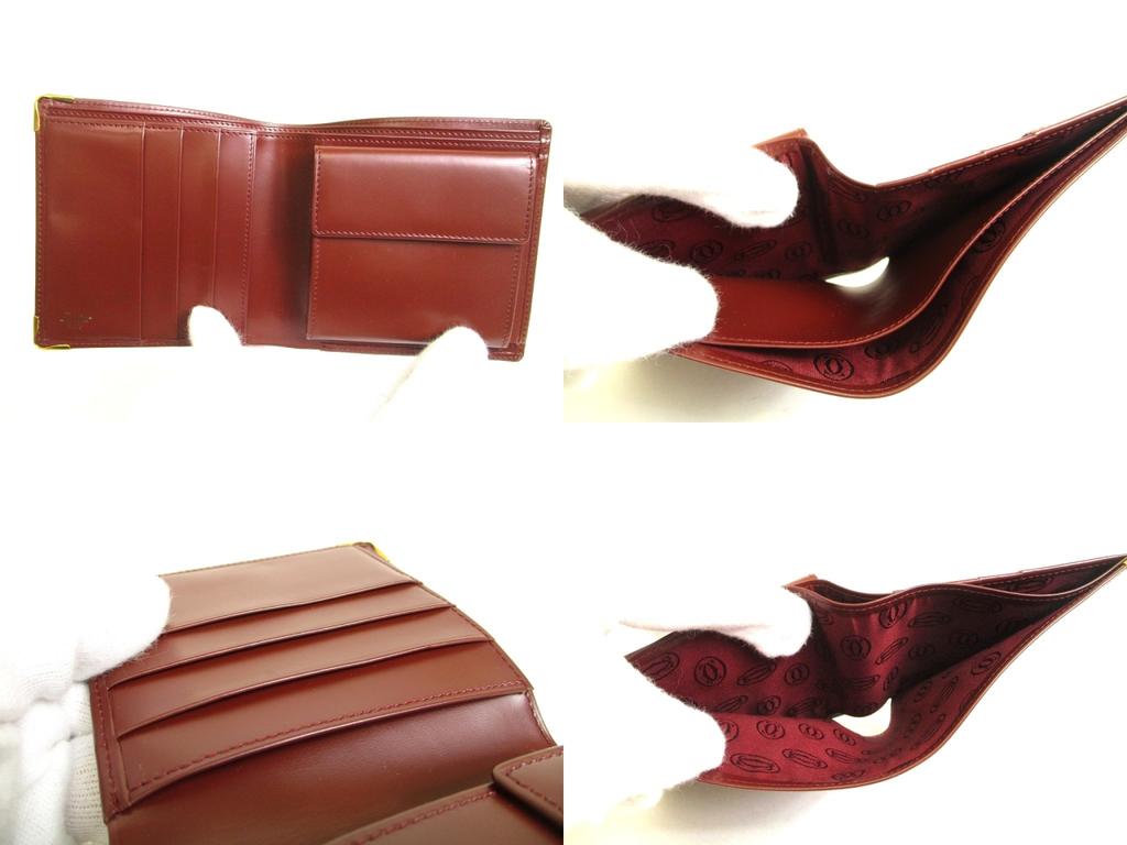 Authentic Cartier Must de Cartier Bordeaux Leather Bifold Wallet Purse #a944  Refurbished