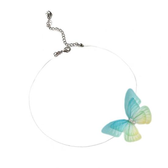 

Ожерелье-чокер в виде бабочки, бохо, невидимая цепочка, бабочка, фея, чокер, прозрачная леска, ожерелье для женщин и женщин зелёный