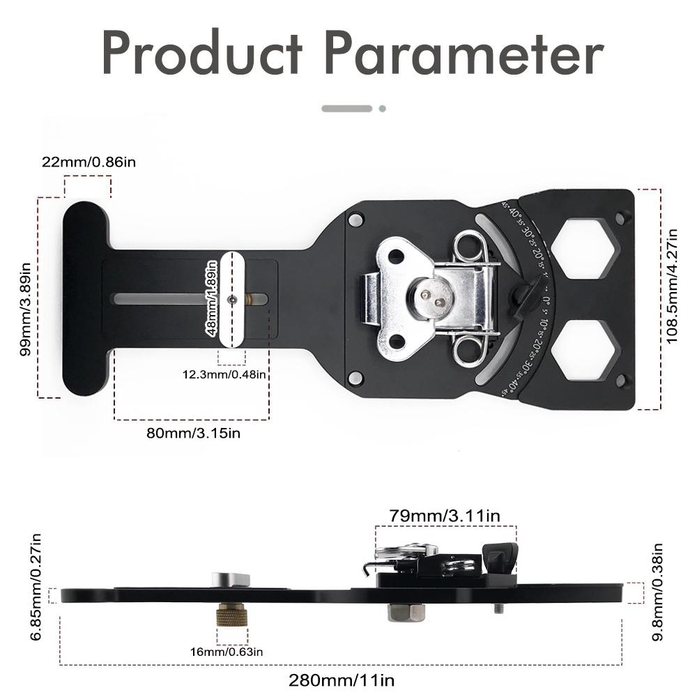 Adjustable Angle Track Saw Square with -45° To 45° Quick Positive Angle Stop,Protractor,90 Degree Right Angle Rail Square Guide