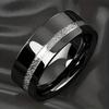 Bague Tendance 8mm Acier Inoxydable Noir Pour Hommes Couleur Cuivre Vintage Incrustée Météorites Bague de Promesse Homme Alliance Bijou Cadeau