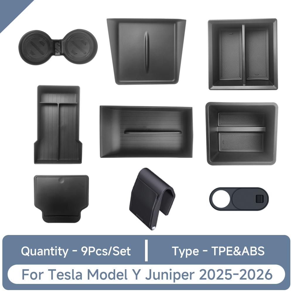 For Tesla Model Y Juniper Accessories Storage Box Center Console Storage Box Cup Holder for Tesla Model Y Juniper 2025 2026 yhs9