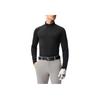 FILA Golf Series Comfortable Solid Color Pullover Stand Collar Long Sleeve T-Shirt Men Tops Deep-Black A11M515216F-BK