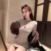 Pure desire Spice Girl sexy chest zipper dress women's spring new slim and thin hip skirt A-shaped skirt