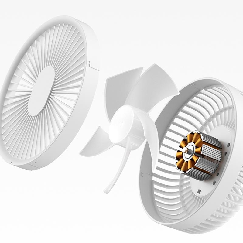 Portable 3-Speed Charging Hanging Fan Night Light Desk Fan Camping Fan with LED Lamp Adjustable 7inch for Outdoor Travel