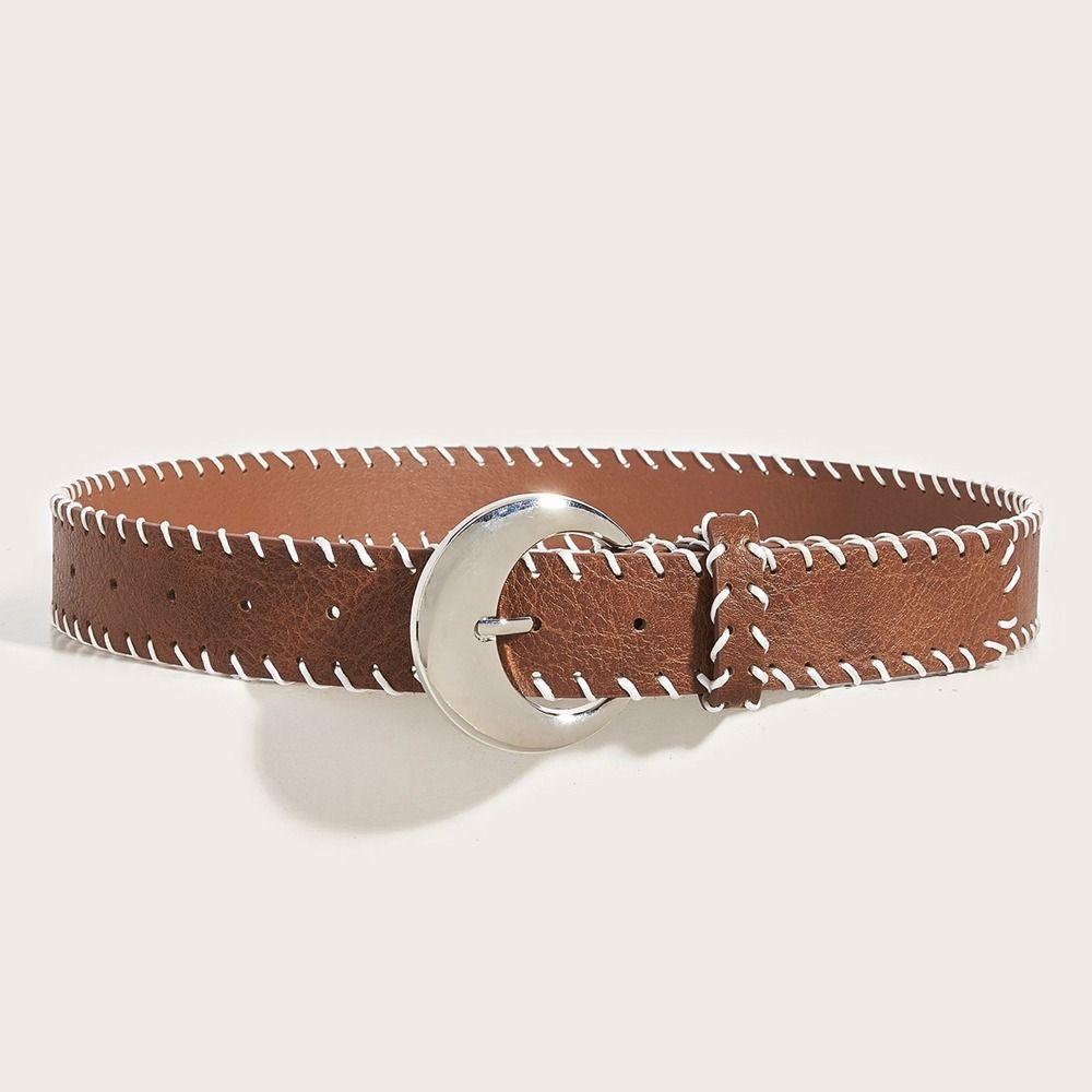 PU Leather Vintage Belt Braided Pope Waist Belt Simple Wide Belt Female/Girls