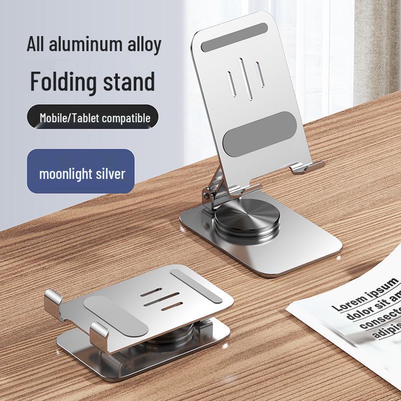 Rotatable Metal Phone & iPad Holder for Desktop - Portable, Folding, and Perfect for Live Videos