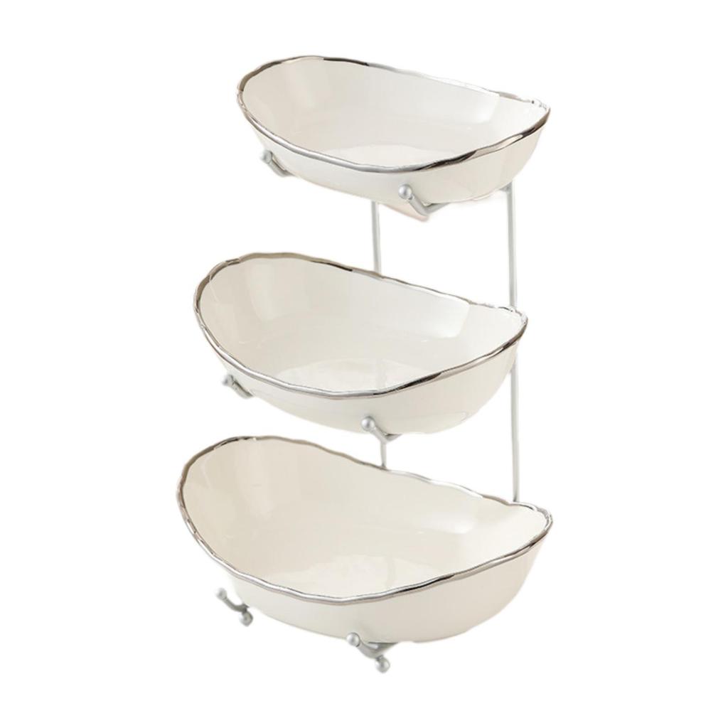 Ceramic Fruit Bowl for Kitchen Counter Porcelain Multi Layer Modern Fruit Holder for Candy Cake Snack Kitchen Vegetable Storage