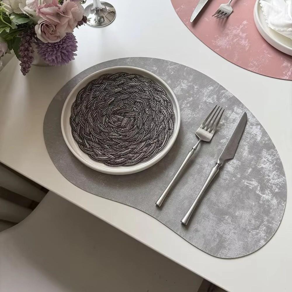 Cashew Shaped Leather Placemat Nordic Thermal Heat Resistant Decorative Table Mat Double-sided Faux Velvet