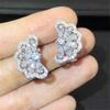 Cute Female White Zircon Stone Silver Color Stud Earrings Lovely Bridal Wedding Jewelry For Women