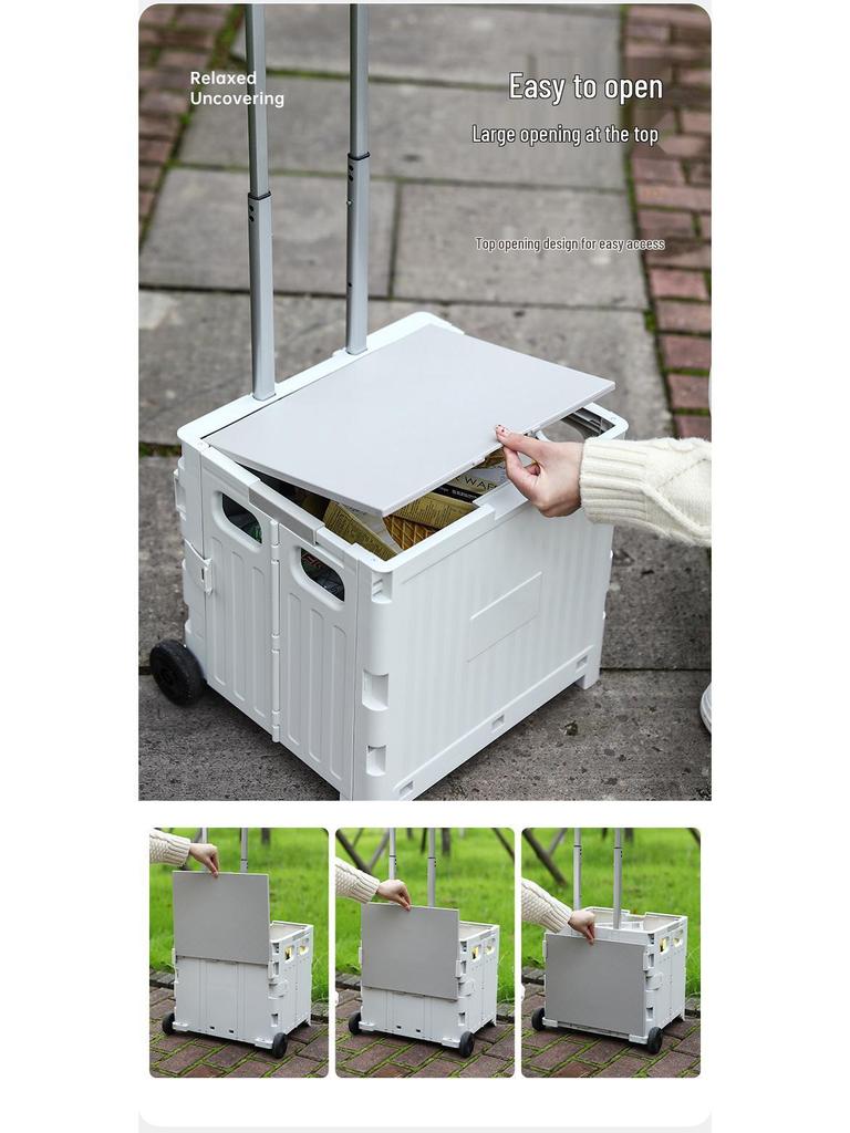 Younai Lightweight Portable Folding Shopping Cart with Trailer Trolley for Home Use