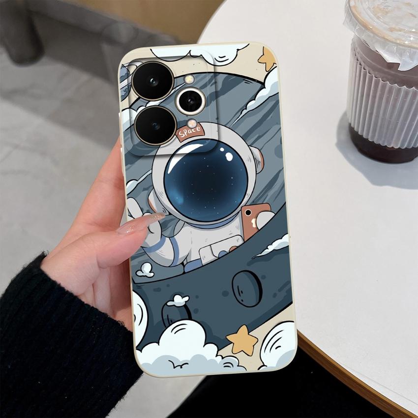 For Realme 15 C71 C73 C33 C35 Note 70 70T C21Y C25s 15T 15X Phone Covers Cute Moon Astronaut Patterns Liquid Silicone Dustproof Shell For Realme Cases