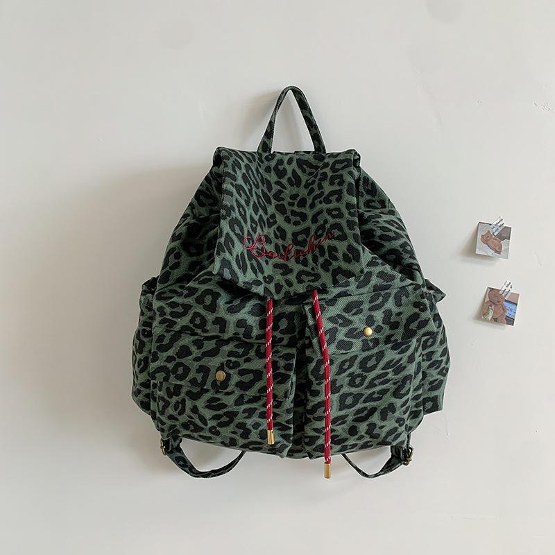 Sac à dos1011 nouveau sac à dos en toile imprimé léopard grande capacité sac de ville pour femme style décontracté sac à dos décontracté sens de la mode