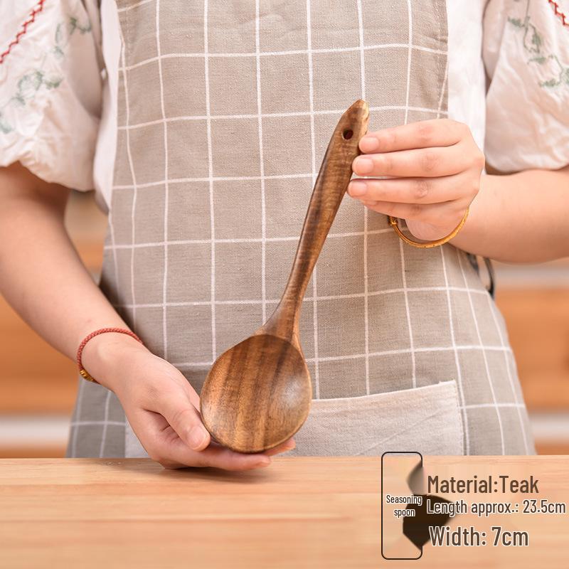 Set di pentole antiaderenti in teak thailandese: Spatola in Legno, Spatola per Saltare in Padella e Mestolo