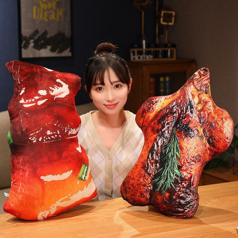 Simulated Food Braised Pork, Sweet And Sour Ribs, Throw Pillow, Plush Toy, Roast Chicken, Steak Doll, Home Pillow, Rag Doll