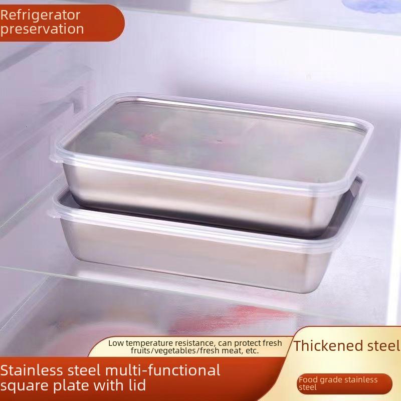 Nerezový víceúčelový čtvercový tác na pečení, uchovávání čerstvosti a přípravu jídla