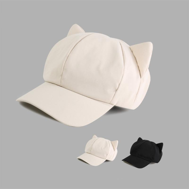 Harajuku Girl Cats Ear Baseball Hat Octagonal Hat Eye Catching Travel Gathering Visor Hat for Cycling Hiking Visor Hat