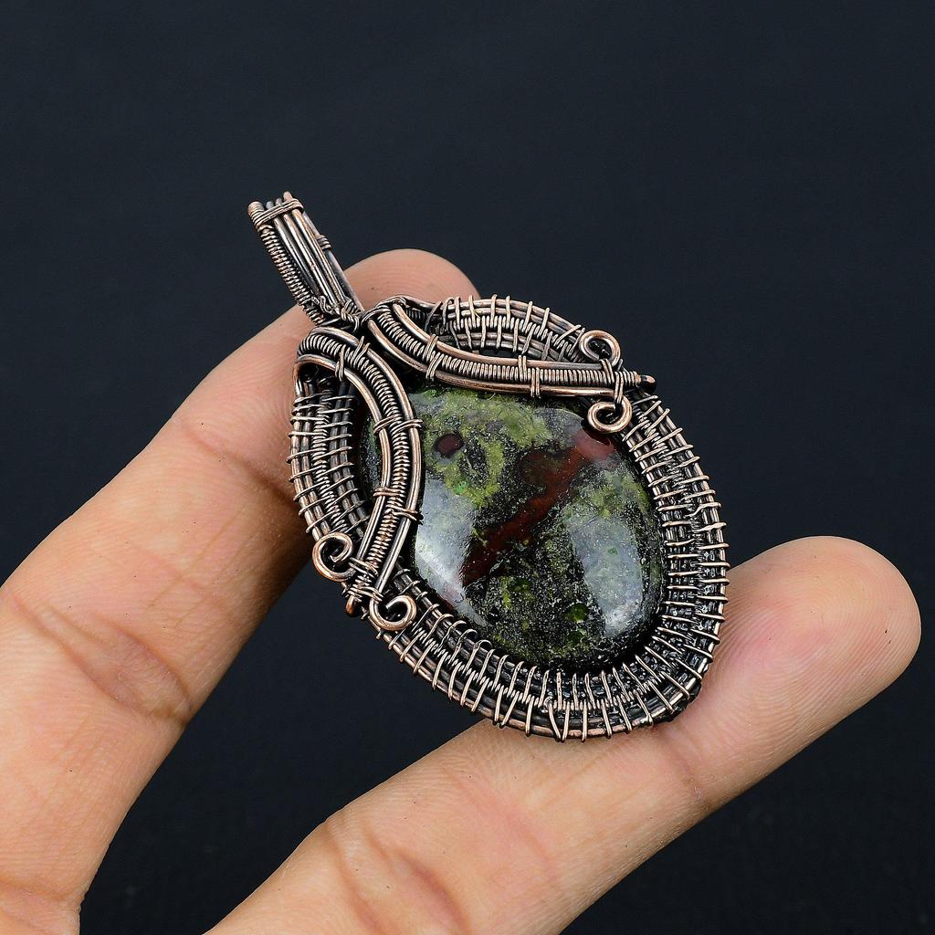Dragon Blood Jasper 999 Copper Wire Wrapped Pendant, Handmade Gemstone Pendant Jewelry, Gifts For Wife Brand New Pendant