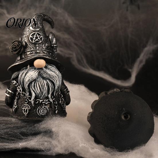 Exquisite Retro Gnome Sculpture Halloween Gothic Resin Figurine, Dark Faceless Wizard Doll for Hat with Stars Desk Shelf, Spooky Home Decor Ornament,
