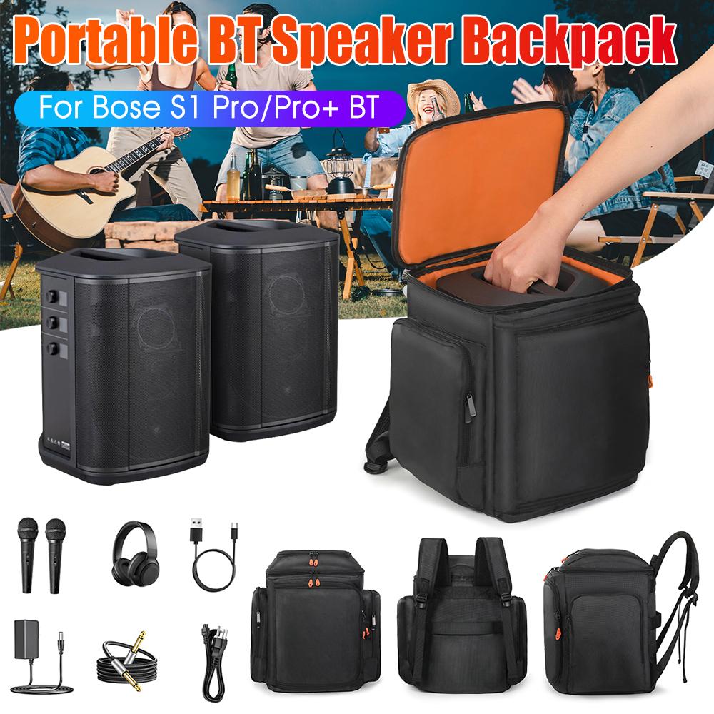 For Bose S1 Pro/Pro+ Music Amplification Speaker Bag Breathable Travel Audio Carrying Backpack Microphone Cable Storage Backpack