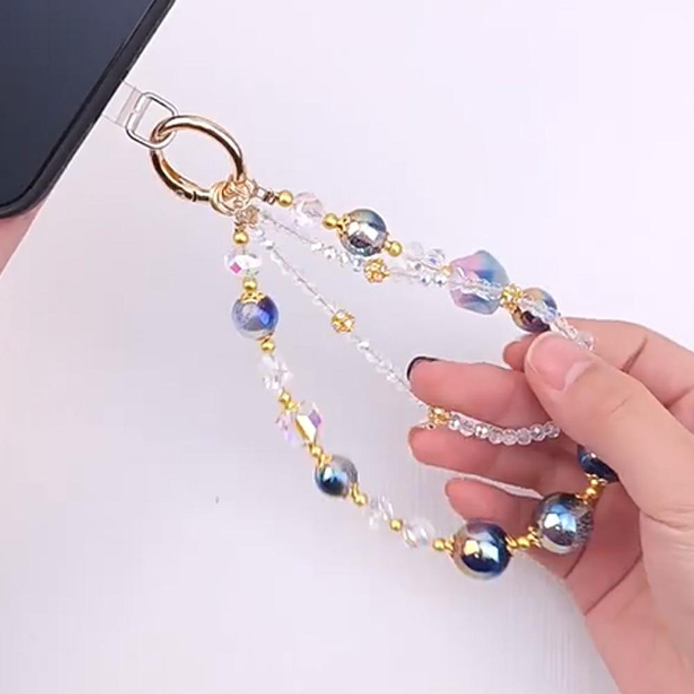 Colorful Beads Beaded Phone Chain Bowknot Anti Loss Mobile Phone Keychain Strap Bag Pendant Universal Phone Hanging Rope