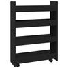 VidaXL Narrow 4-Tier Storage Cart Black Engineered Wood, Slim Storage Cart, Rolling Cart, Cart of 855260