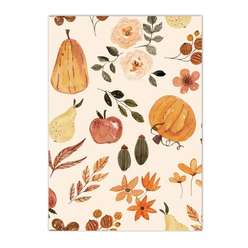 Canvas Painting Autumn Scenery Leaf Poster Print Nordic Wall Pictures Living Room Home Decor Hello Pumpkin Art