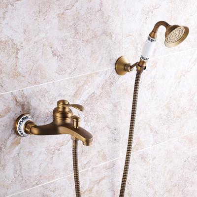 Brass Bathroom Faucet Shower Type Head Antique Brass Faucet Wall Mounted Bathtub Shower Mixer Tap Shower Faucet Shower Set Mixer