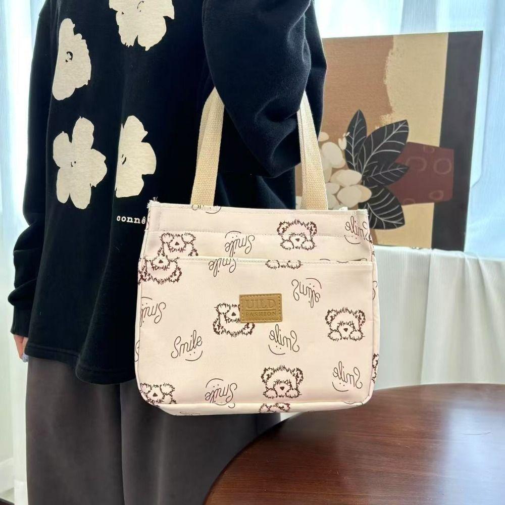 Fashion Canvas Lunch Bag Butterfly Print Waterproof Thermal Insulation Bag Large Capacity Tote Bag for Women