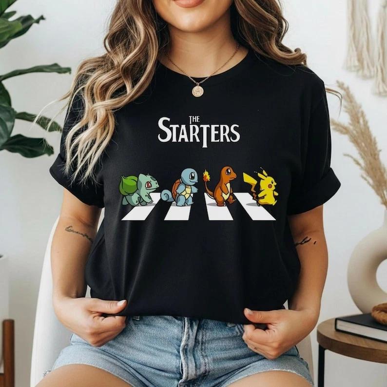 The Starters Pokemon T-shirt, Pokemon Gift, Pikachu, 90s cartoon,Mewtwo 4XL