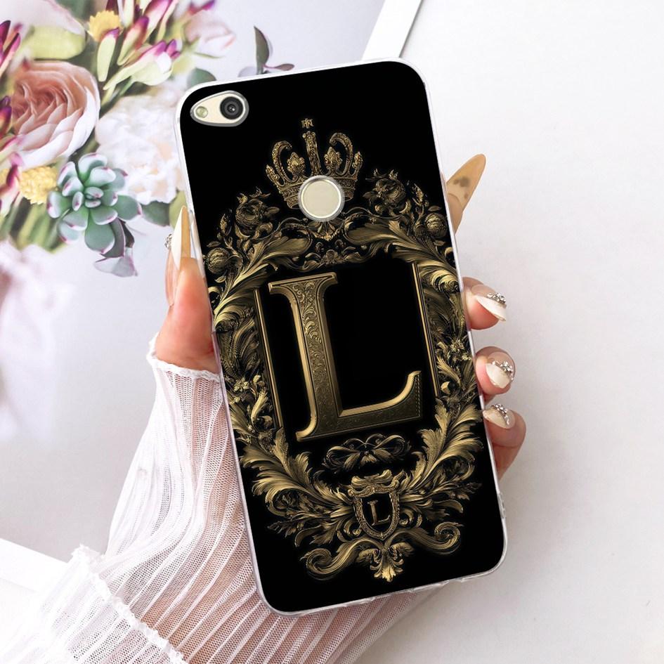 For Huawei P8 P9 Lite 2017 Case PRA-TL10 Luxury Initial Letter Soft Silicone Cover For Honor 8 Lite PRA-LX1 Nova Lite 2017 Shell