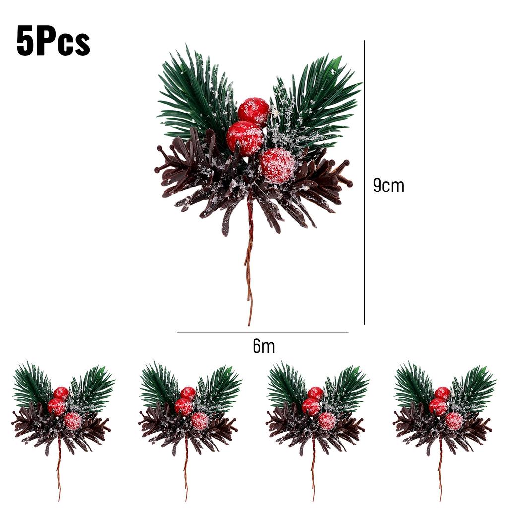 Artificial Pinecone Berry Pine Needle Branch Christmas Simulation Plant DIY Garland Gift Decoration Christmas Party Decoration