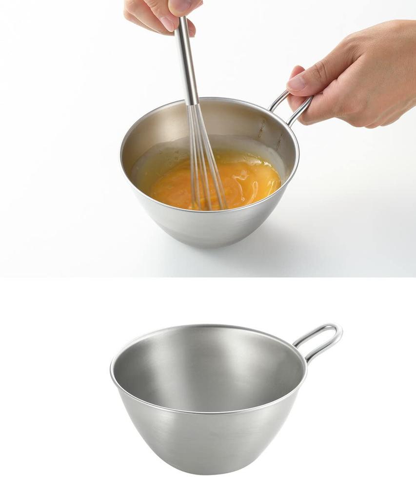 Yoshikawa Stainless Steel Bowl with Outer Diameter x Depth Made in AN0205 Handle, 500ml, 12.7cm 6.5cm, Tsubame-Sanjo, Japan,