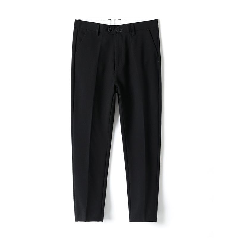 Spring and summer new men's casual pants slim-fitting small straight pants fashionable elastic trousers men