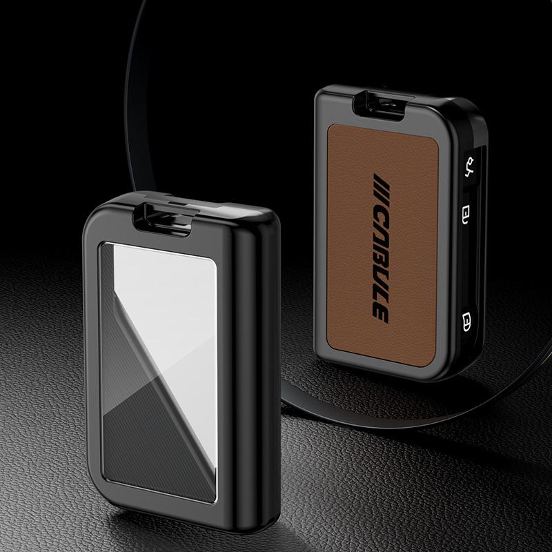 Compatible with Lynk & Co 03: Alloy Key Case, Metal or Leather Key Shell with Buckle and Rope.