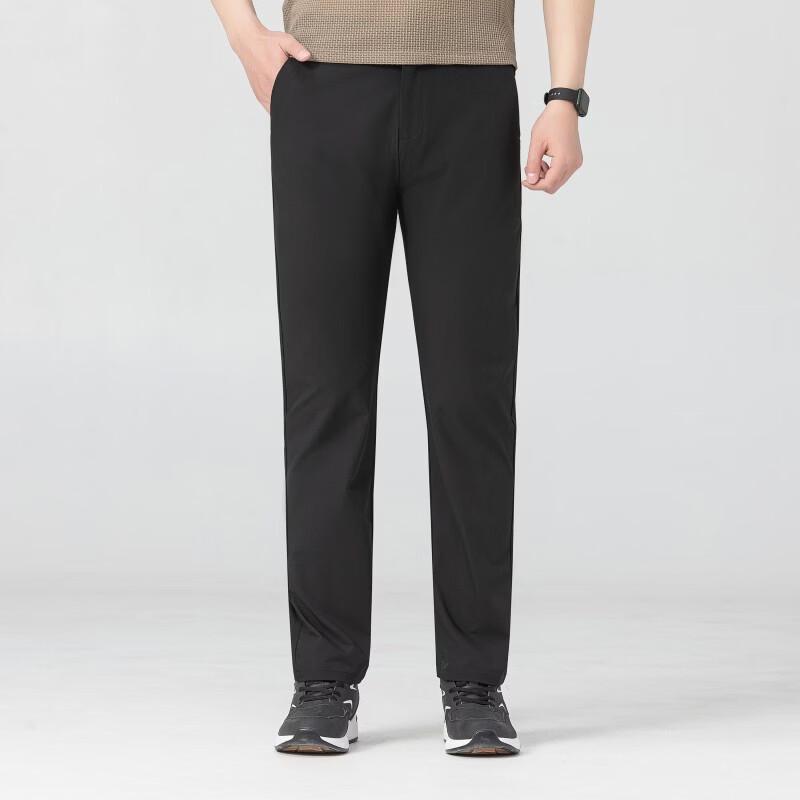 Men's Relaxed Fit Straight Leg Elastic Waist Casual Trousers