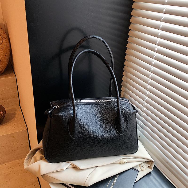 

Niche underarm bag women s new trendy fashion lychee pattern portable shoulder bag tote large capacity bag чорний