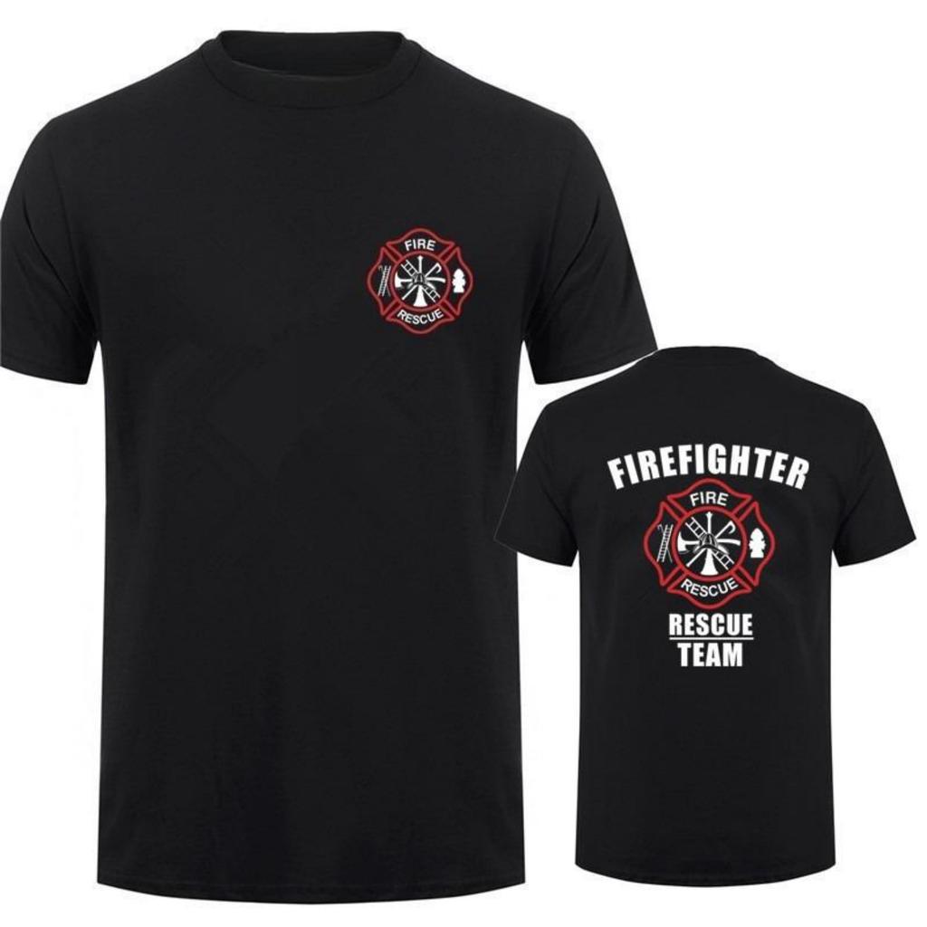 T-shirt Estiva da Uomo Squadra di Soccorso Pompieri Girocollo Casual Traspirante Asciugatura Rapida Manica Corta Tuta da Allenamento Top Unisex