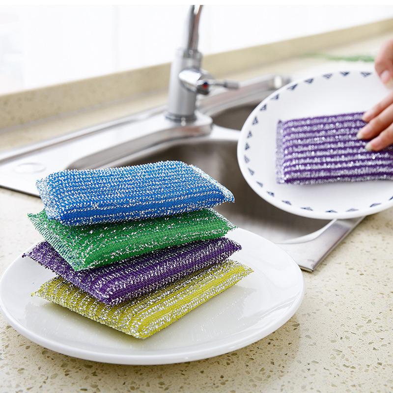 Kitchen Dishwashing Scrubber Set: Steel Wire Brush, Magic Eraser, Sponge, Rag, and Cloth for Oil Stain Removal.