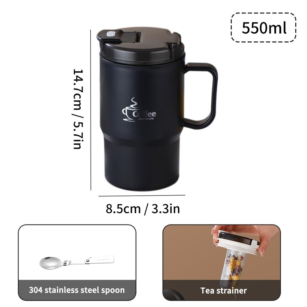 304 Stainless Steel Mug With Strainer&Spoon Leak Proof Water Mug Cup Anti Scalding Coffee Cup Portable Drinkware Cup
