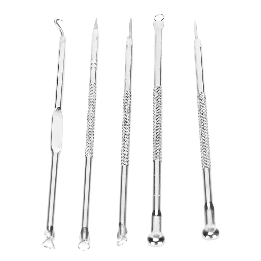5pcs Pimple Remover Needle Blackhead Comedone Acne Blemish Extractor Tool Set with Mirror