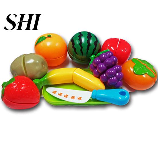 Kids Pretend Role Play Kitchen Fruit Vegetable Food Toy Cutting Set Child Gift